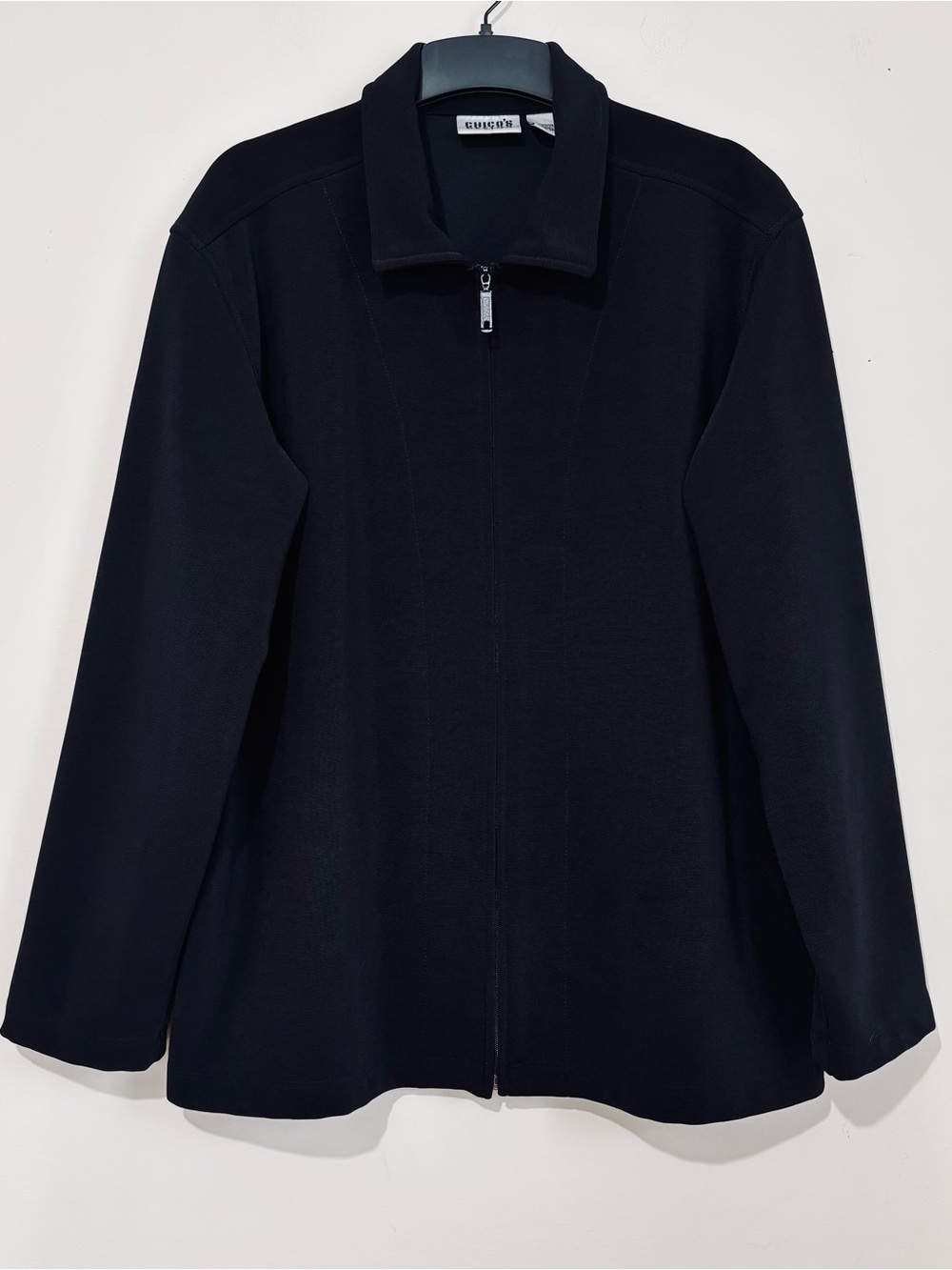 Vintage Chico’s Design Classic Office Full Zip Pointed Collar Black Jacket XL/16